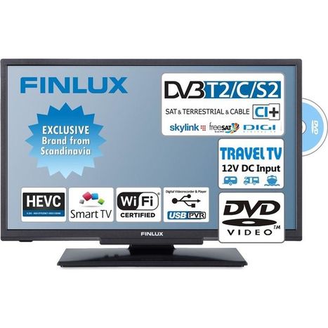 Finlux 24" Travel TV 12/230V Smart Wifi DVD