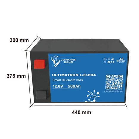 Ultimatron 12,8 V 560 Ah LiFePO4 Smart BMS lítiová batéria pod sedadlom s Bluetooth