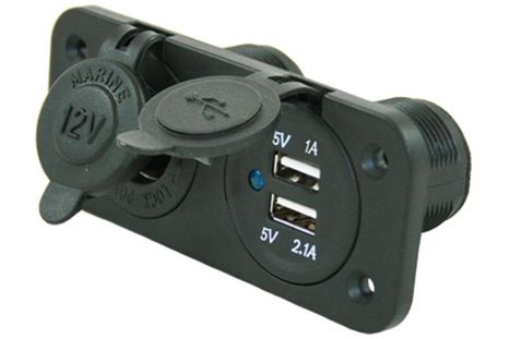 Zásuvka Power Line 12V + 2x USB nabíjačka vstavaná čierna
